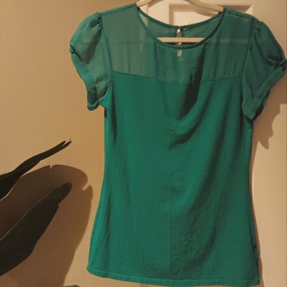 Express Kelly Green mesh top